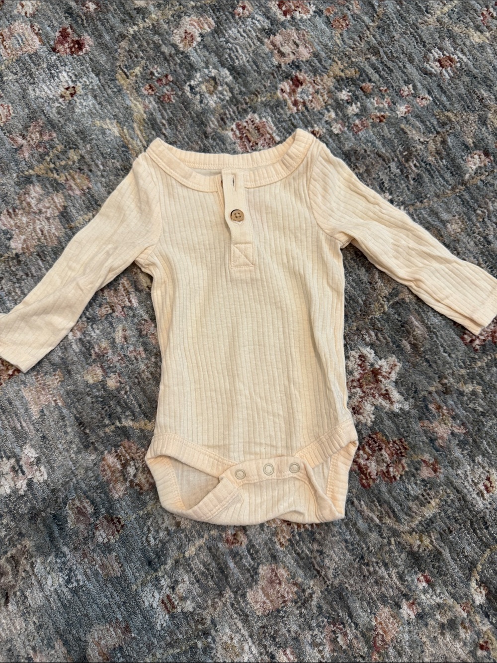 Cat & Jack Cream Ribbed Long-Sleeve Baby Bodysuit